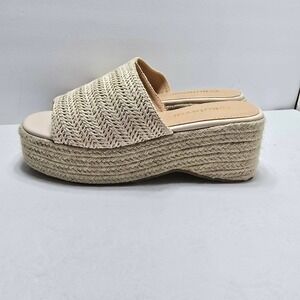 Butevar Womens Woven Platform Slide Sandals Beige Espadrille Mules Size 41